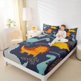 thumbnail image 4 of Homewish Kawaii Navy Dinosaur Twin Sheet Sets for Kids, Chic Polkadots Twin Fitted Sheet, Cartoon Animal Flat Sheet, Lightweight Room Decor, 3-Piece, 4 of 7