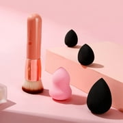 DUcare Flat Top Kabuki Brush with Reusable Makeup Sponges, Foundation Brush, Pink