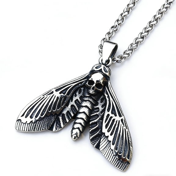 ZMY Home Death Moth Pendant Necklace with Skeleton Body, Gothic Punk Jewelry for Women
