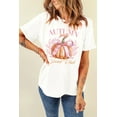 thumbnail image 7 of Women's White Autumn Girly Thanksgiving Bowknot Pumpkin Graphic T-Shirt | [ZhiHiMeRi] | (US 20-22)2XL, 7 of 7