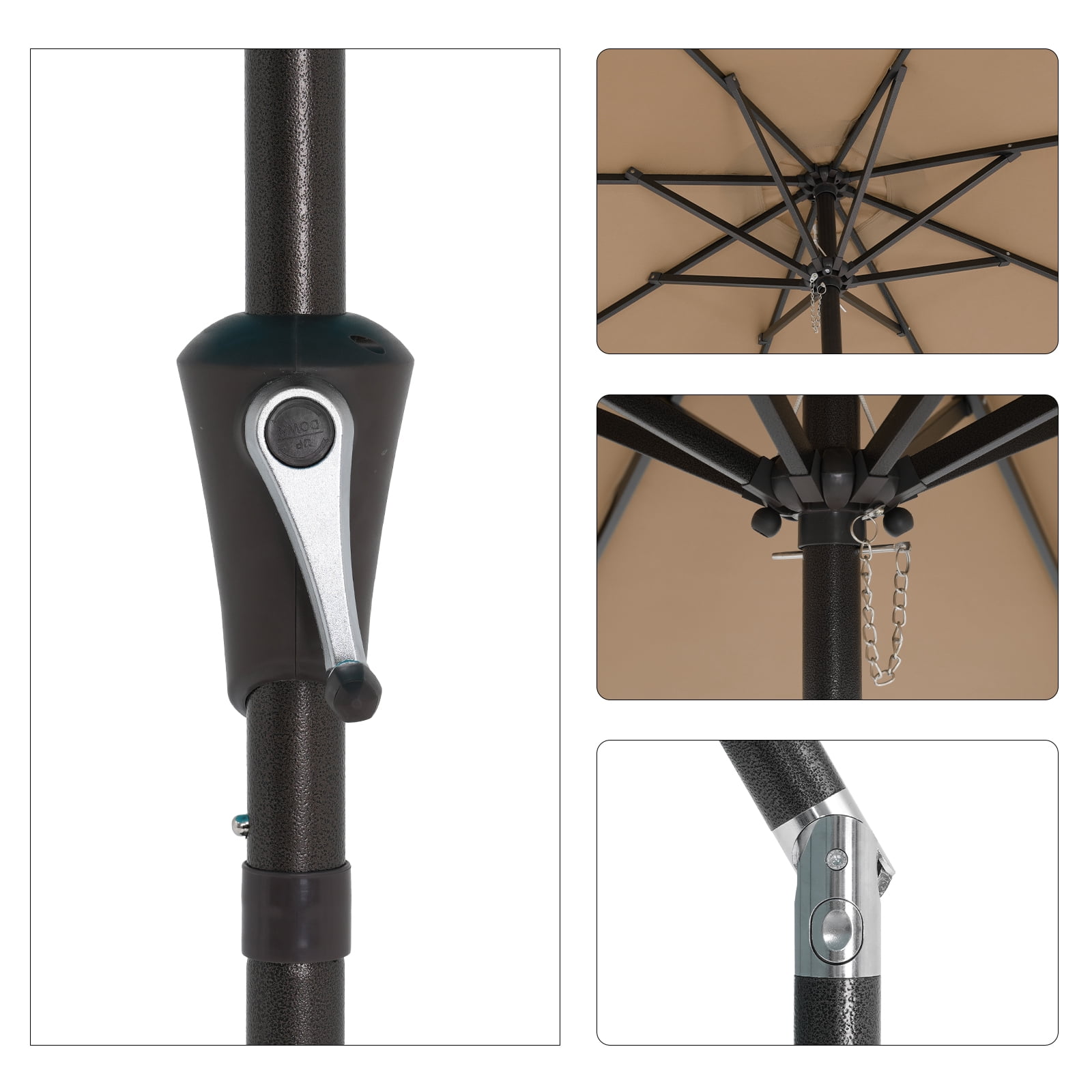COBANA 9ft Patio Umbrella with Base Included, Outdoor Market Table Umbrella with Crank Tilt and Umbrella Stand Weights, Beige