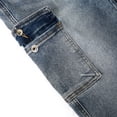 thumbnail image 5 of KIDSCOOL SPACE Girls Denim Cargo Pants 5-13Y, Wide Leg Jeans With Flap Pockets for Kids,Light Blue,9-10 Years, 5 of 6