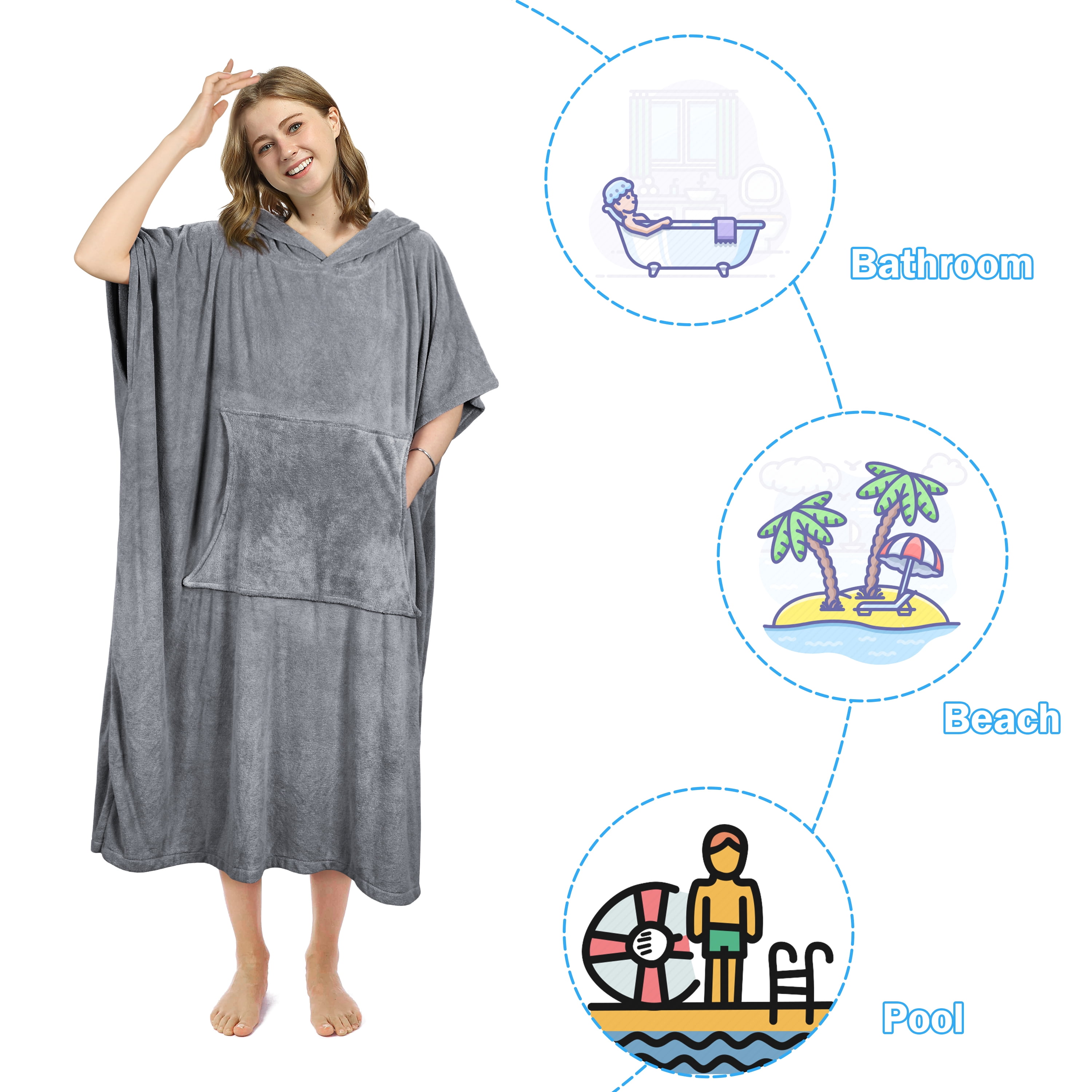 Catalonia Unisex Surf Poncho Changing Towel Robe for Adult Surfer Swimmer Outdoor Beach