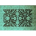 thumbnail image 1 of Ahgly Company Machine Washable Indoor Rectangle Oriental Turquoise Blue Traditional Area Rugs, 8' x 12', 1 of 4