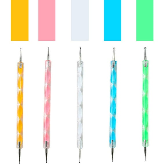 Heldig Nail Art Dotting Tools/Spot Swirl - Professional Set of 5 Different 2 Pointed Swirl Tools
