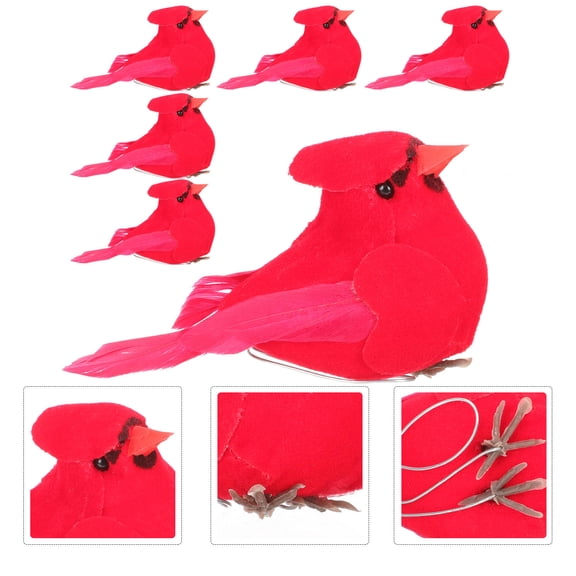 MEIBUTYUP 6-Pack Bird Ornaments with Clips, Realistic Outdoor Christmas Decorations for Garden and Holiday Decor