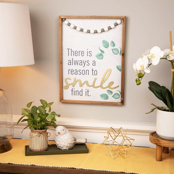 Northlight Beaded "There is Always a Reason to Smile" Wall Plaque Art Decor 15.75"