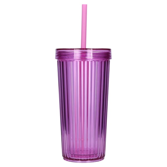 Mainstays Kids 16 oz Textured Pink Plastic Double-Wall Insulated Tumbler