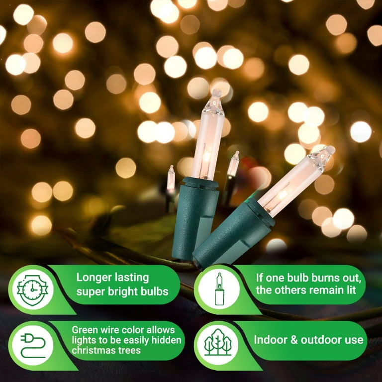 Christmas String Lights 300 Count Incandescent Mini Clear Warm