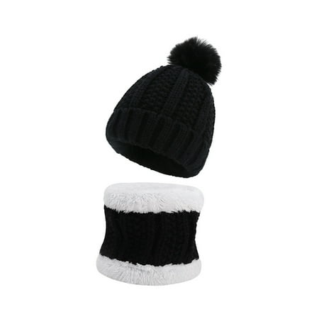 

Aompmsdx Baby Girls Boys Soft Warm Knit Hat Kids Winter Hat With Fleece Scarfbaby Accessories