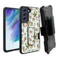 thumbnail image 1 of ANJ+ Rugged Dual Layer Hybrid Holster Kickstand Case w/ Card Slot + Tempered Glass Cover for Samsung Galaxy S21 FE 5G - Birds on Tree, 1 of 3