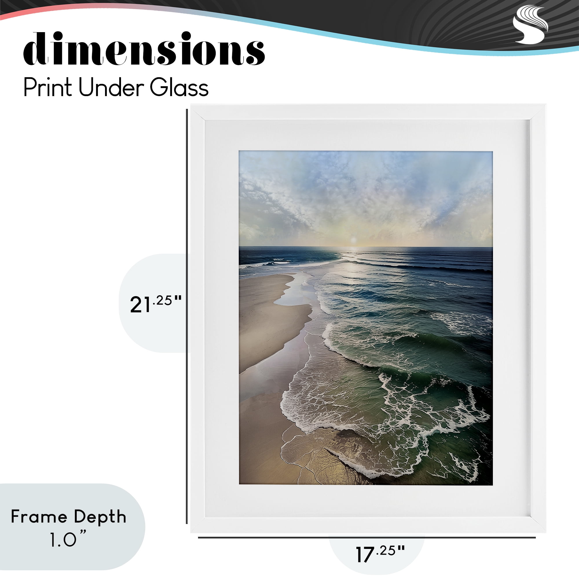Stupell Industries Tranquil Shoreline with Soft Light White Framed Print Under Glass, design by Mike Calascibetta