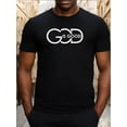 thumbnail image 1 of Camiseta de manga corta con cuello redondo para hombre, con estampado "Dios es bueno", para verano, corte regular, ligeramente elástica, transpirable y cómoda, ideal para uso diario, vacaciones, calle, 1 of 5