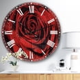 thumbnail image 1 of DesignArt Red Rose Petals with Rain Droplets Large Wall Clock, 1 of 4