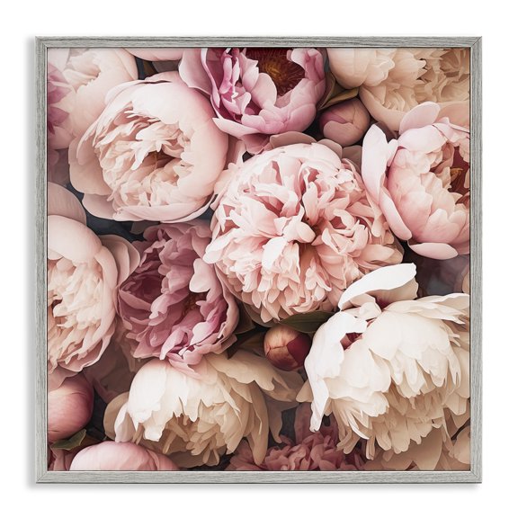 Stupell Industries Traditional Mixed Peonies Photography Gray Framed Giclee Art, 12 x 12, by Riley B