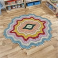 thumbnail image 5 of 17x17, Area rug, Hand tuffed carpet, Rainbow wool rugs, Bed, Living, Room, 5 of 7