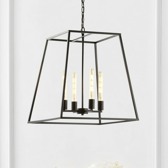 JONATHAN Y Hutson 4-Light 21" Iron Modern Angled LED Chandelier, Black, JYL9534A