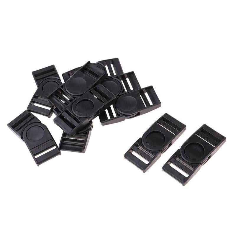 10Pcs Black Plastic Quick Curved Side Release Buckle Webbing Strap Paracord