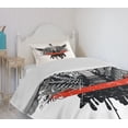 thumbnail image 4 of Ambesonne Rock Music Quilted Bedspread Set 2 Pcs, Gothic Guitar Wings, Twin Size, Scarlet Black, 4 of 6