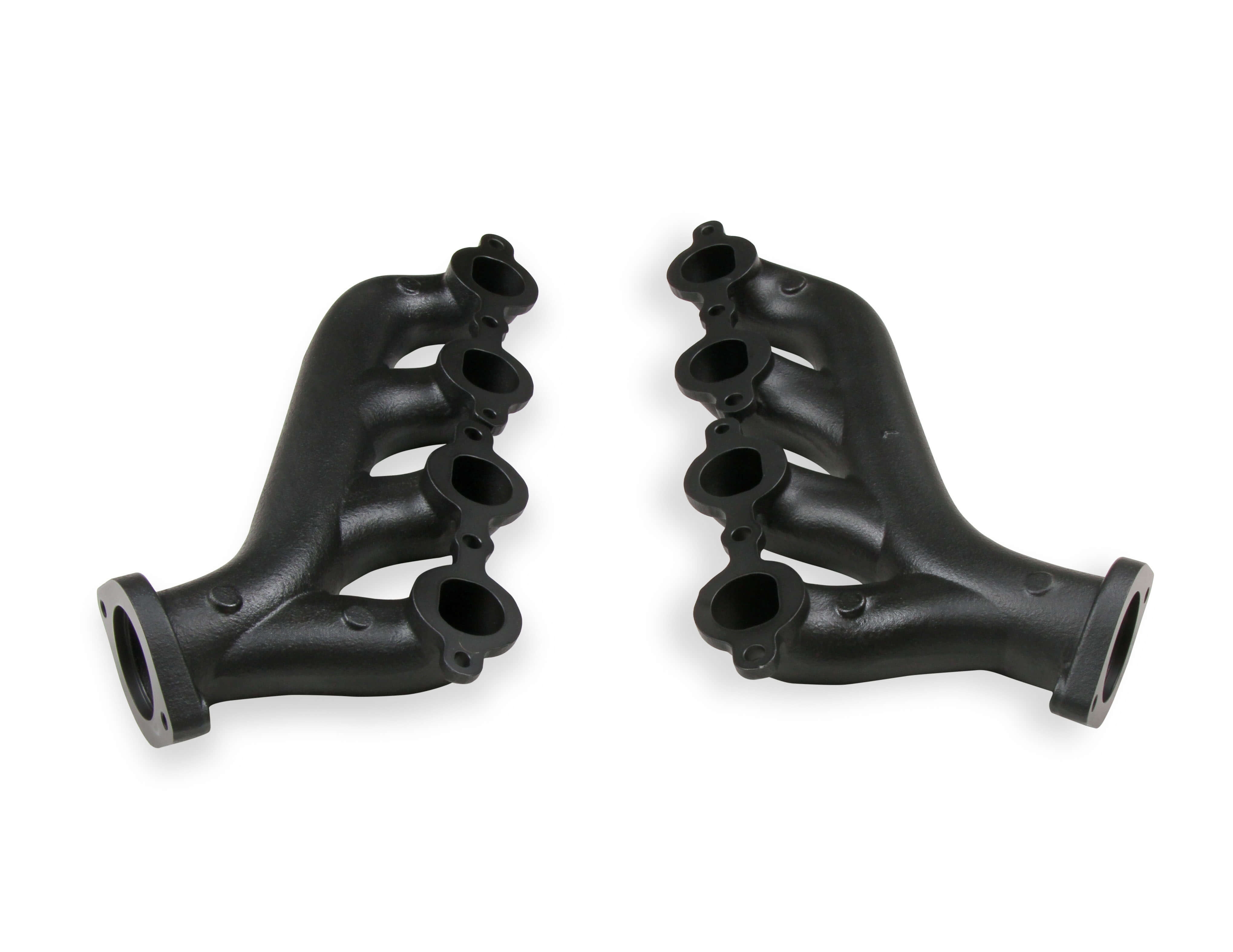 Super Shops LS Cast-Iron Exhaust Manifolds - Black Ceramic Coated - Pair