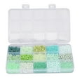 thumbnail image 1 of Caja de plástico con 15 compartimentos para guardar cuentas de vidrio, ideal para hacer joyas y proyectos de manualidades, color verde claro., 1 of 14