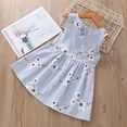 thumbnail image 2 of LEEy-world Vêtements pour Bébés Filles Robe à Volants Imprimée et Couleur Unie Ligne A Évasée Ceinturée Robe de Fête Décontractée, Bleu, 2 of 5