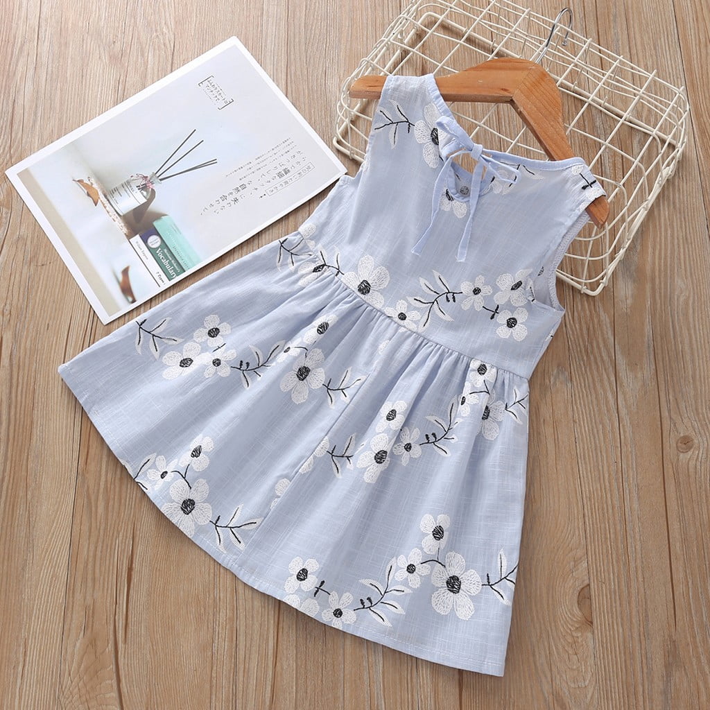 nsendm Girls Dress Big Kid Clothes Girls Dresses Size 8 Casual Dresses Princess Girl Fashion Baby Sleeveless Dress Kids Flower Girls Dress with Blue 12 18 Months Walmart