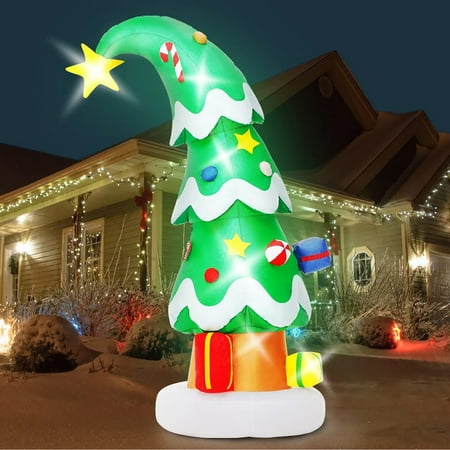 6ft Christmas Tree Inflatable Outdoor Decorations, Blow up Christmas Tree with LED Light for Xmas Holiday Party Garden Lawn Decor