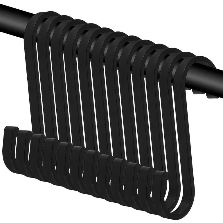 Miuline 12pcs Multi-Purpose S Hooks Towel Bar Rack Hanger Bathroom Hook Tool for Kitchen Bathroom Bedroom Office Closet Black, Size: 8.6