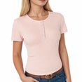thumbnail image 2 of GEWSEY Women's 2025 Spring Fall Long Sleeve Henley T Shirts Button Ribbed Knit Slim Fit Casual Basic Tops Blouse Pink, M, 2 of 9