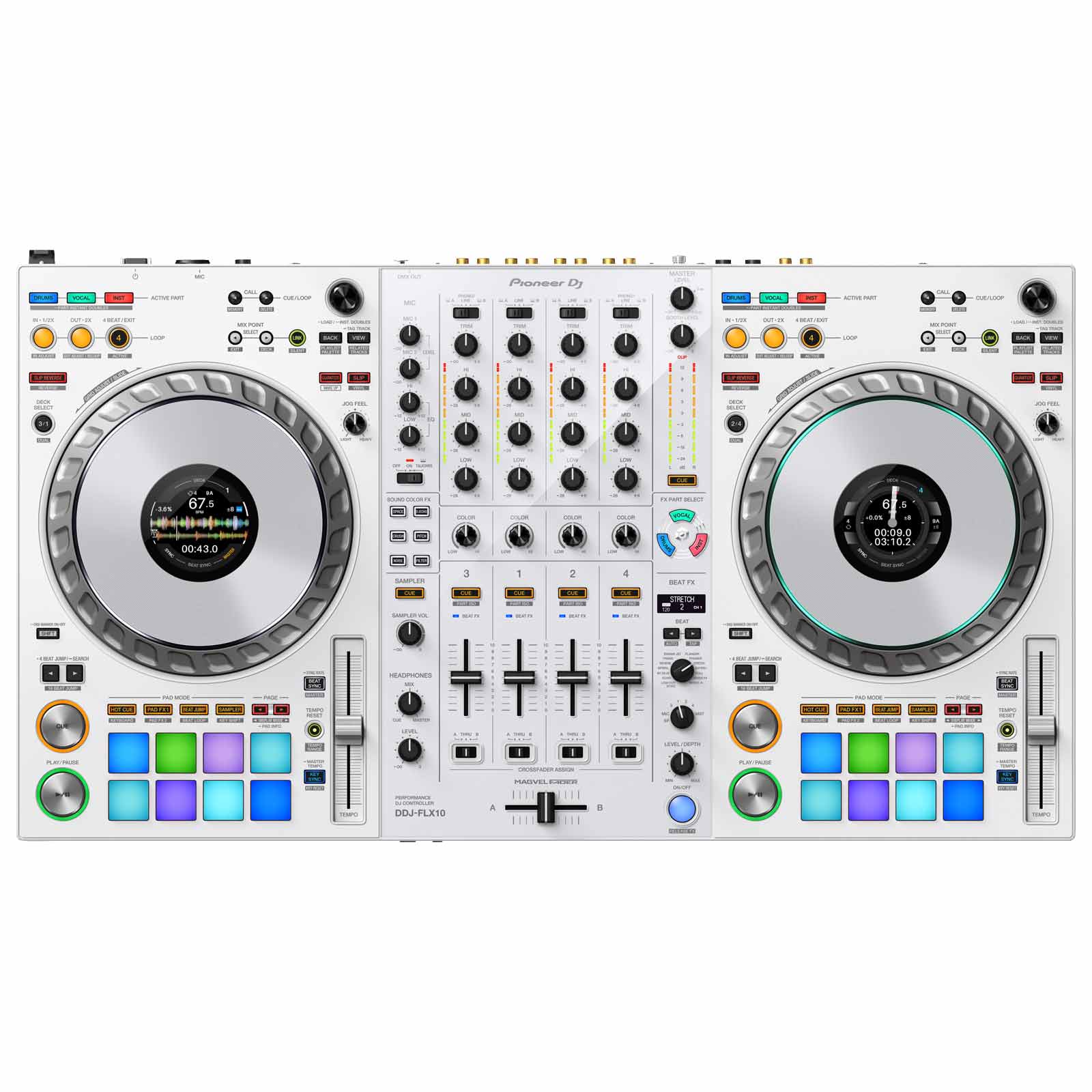 Pioneer DJ DDJ-FLX10-W 4-Channel DJ Controller White with Road Case Package