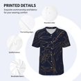 thumbnail image 3 of Uemuo Copper-Gold Gloss Outline Flower Print Mens Polo Shirts Baseball T-shirt Performance Short Sleeve Golf Shirt Moisture Wicking Athletic Casual Collared T-Shirt-Large, 3 of 7