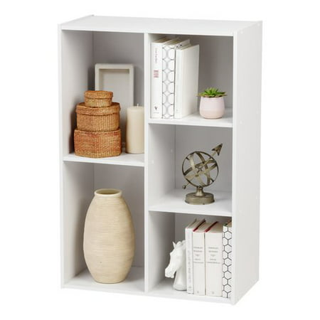 Iris 5 Compartment Wood Organizer Bookcase Storage Shelf White