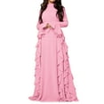 thumbnail image 3 of Women'S Bodycon Dresses Elegant Bell Sleeve Ruffle Hem Cocktail Party Long Dress Pink XL, 3 of 9