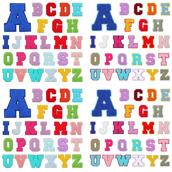 52 Pcs Rainbow Chenille Letter Patches Iron On, 2.8 in High, Embroidered Alphabet Applique Patches for DIY, Clothing, Bags Decoration