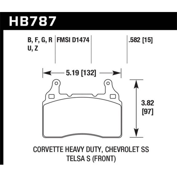 Hawk 15-17 Chevy Corvette Z06 HPS 5.0 Front Brake Pads Fits select: 2013 CADILLAC XTS, 2014 CHEVROLET CORVETTE