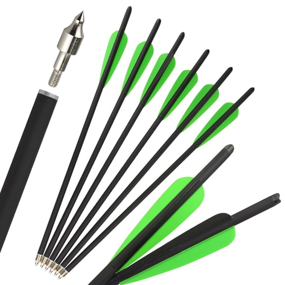 AMEYXGS 16 Inch Crossbow Carbon Arrows Bolts with Vanes Broadheads for Targeting Shooting Hunting