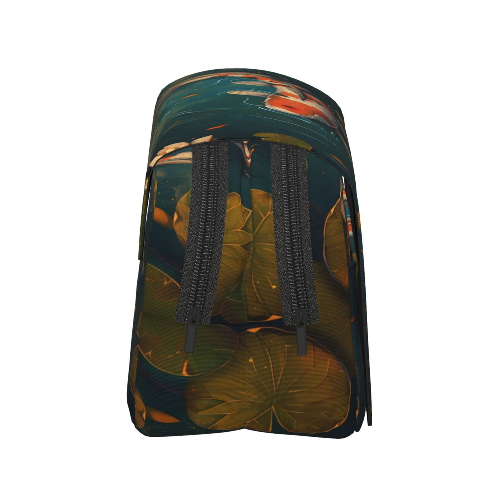 Rateoe Koi Pond Lilies Pattern Double Clamshell Pen Case, Storage Organizer with Two Zipper Compartments– Holds Up to 50 Pencils & Pens