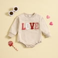 thumbnail image 2 of FAOWME Baby Toddler Boys Girls Long Sleeve Cartoon Heart Prints Rompers Jumpsuit Onesies Beige 0-3 Months, 2 of 7