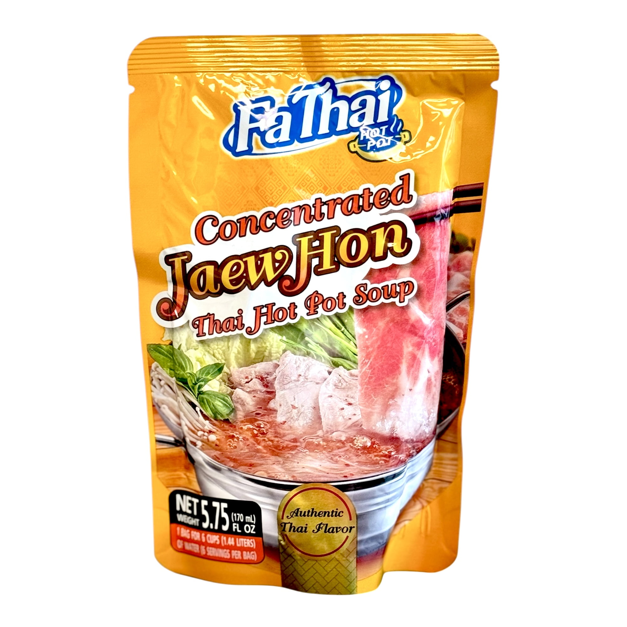 Fa Thai Concentrated Jaew Hon Thai Hot Pot Soup Base – Authentic Thai Flavor, Product of Thailand, Perfect for Hotpot, Sukiyaki, Rice Noodles, and BBQ - 5.75oz (170ml) (Pack of 3)