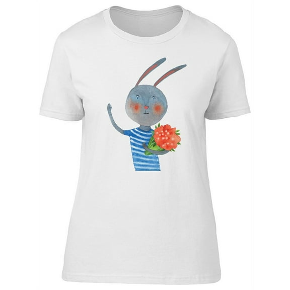 Cute Bunny With A Bouquet Tee Women's -Image by Shutterstock