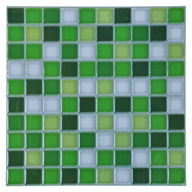 Premium Anti Mold Peel and Stick Backsplash Tile for Kitchen, Green, 12