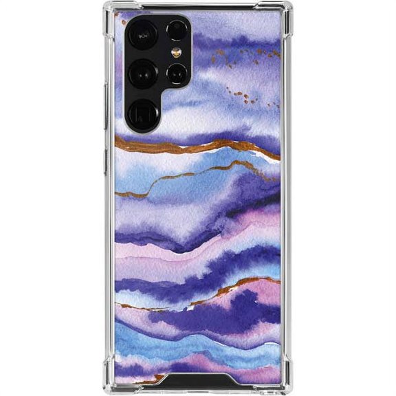 Skinit Geode Blue Violet Watercolor Geode Galaxy S22 Ultra Clear Case
