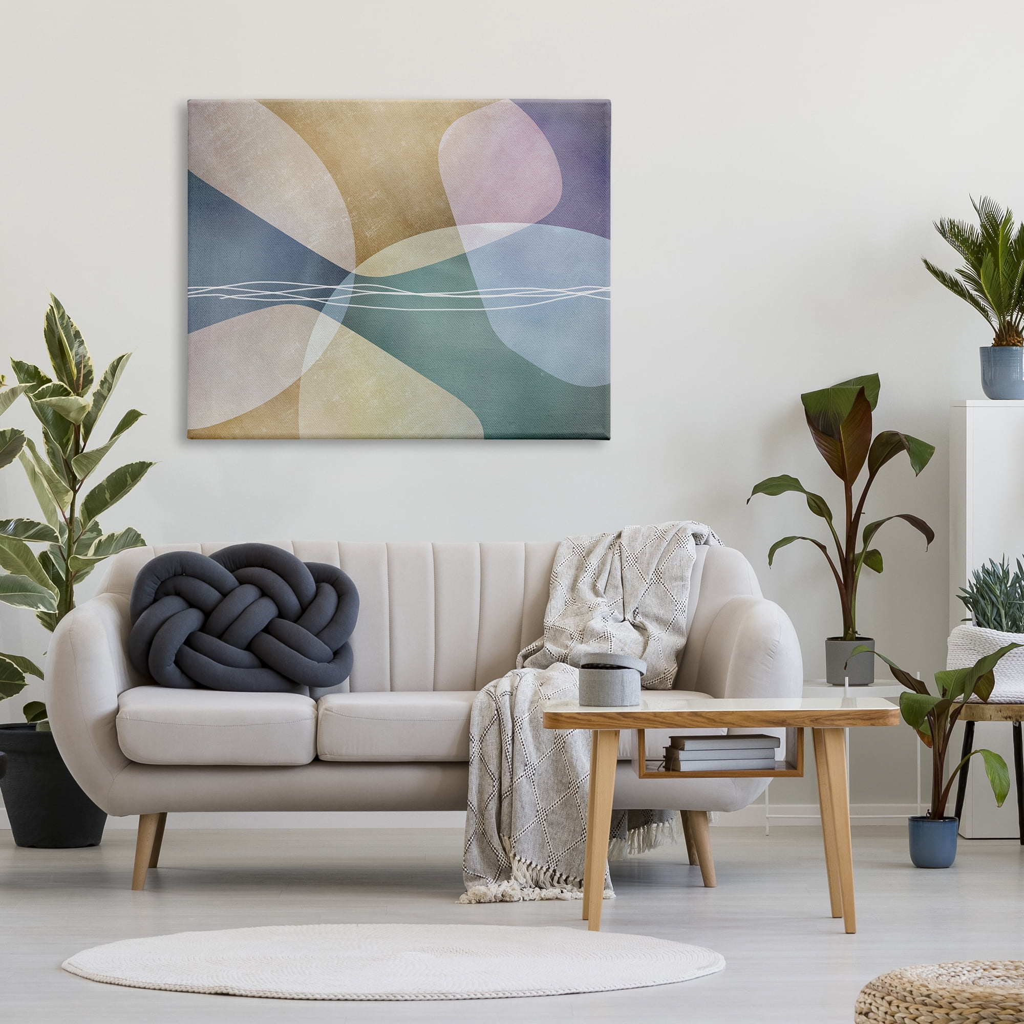Stupell Industries Contemporary Layered Shapes Abstract Painting Gallery Wrapped Canvas Print Wall Art, 48 x 36