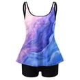 thumbnail image 4 of Yammkia Women's Tankini Women's Tankini Sets Two Piece Swimsuit Scoop Neck Ruched Adjustable Straps Drawstring Mid Rise(Light Blue,XXL), 4 of 5