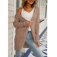 thumbnail image 3 of Mujer Abrigo Suéter Con Capucha Moda Frente Abierto Tejido Irregular Color Puro Mujer Cárdigan Casual Para Otoño Invierno Mujer Caqui S, 3 of 6