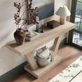 thumbnail image 4 of CQSXDA 60 Inches Vintage Distressed Wood Entryway Bench with Two-Tier Solid Wood Storage Cabinet for Living Room and Hallway, Antique Natural, 4 of 8
