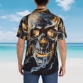 thumbnail image 4 of Sikiie Fiery Skull Trio Print Men's Hawaiian Shirt, Summer Beach Button Pocket Short Sleeve T-Shirt,Large, 4 of 7