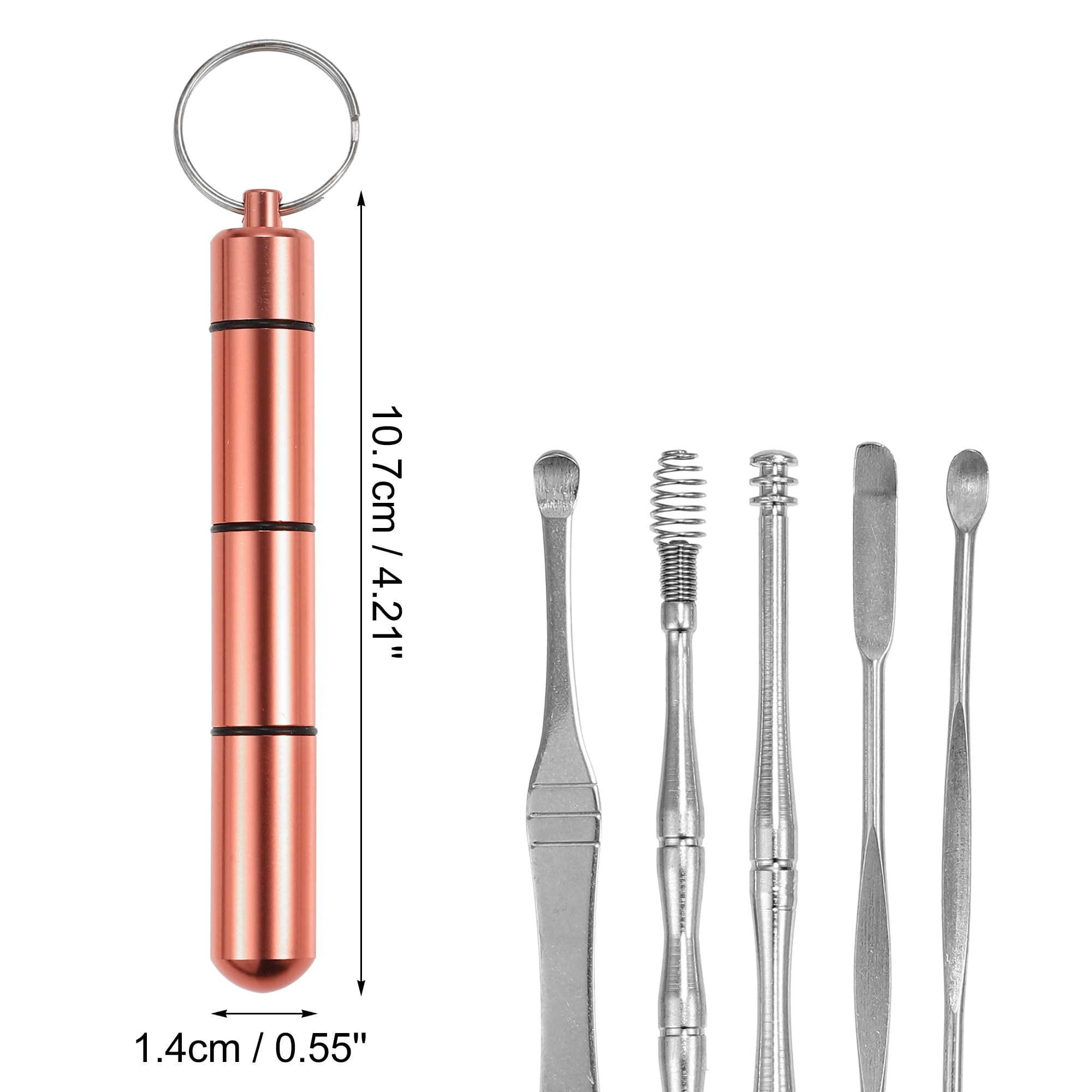 Unique Bargains Earwax Cleaning Tool Kit Portable Stainless Steel Rose Gold Tone