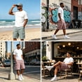 thumbnail image 7 of Resicozy Cargo Shorts for Men Cotton Summer Casual Work Shorts Drawstring Elastic Waist Stretch Bottoms with Pockets Watermelon Red S, 7 of 7